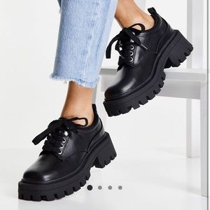 ASOS DESIGN Moorgate chunky square toe flat shoes
